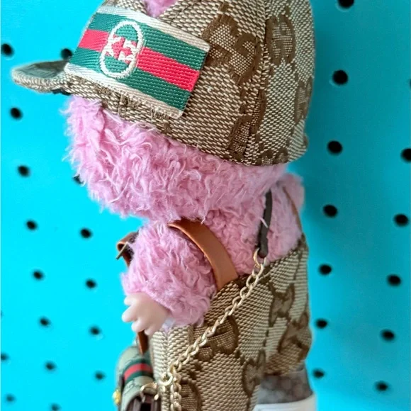 5 pc outfit for 15/17 cm Labubu doll. Overalls, hat, purse, shoes. Doll not inc - Picture 4 of 5